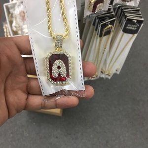Gold plated Bubble Letter A with Chain